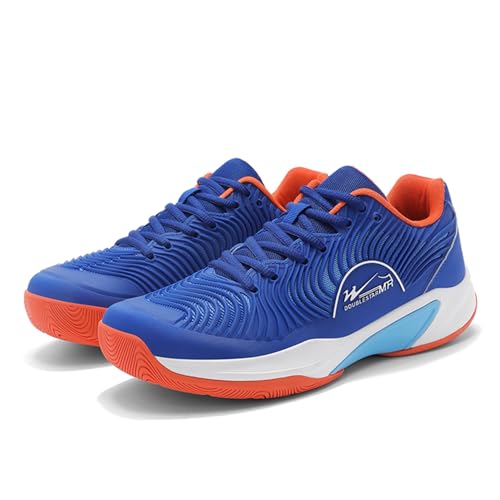 TeeKeeDxl Men's All-Court Racquet Sport Shoes - Pickleball, Tennis & Racquetball Sneakers with Wide Toe Box (Sapphire Blue,9.5)