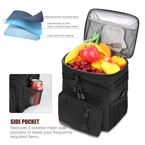 Image of MIYCOO Lunch Bag for Men & Women, Expandable Double Deck Lunch Box, 15L