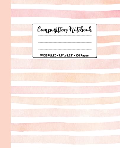 Pink Wide Ruled Composition Notebook: Pink Striped Aesthetic Composition Notebook for back to school - Students School Supplies - Wide Ruled Paper Notebook 7.5" X 9.25" image 2
