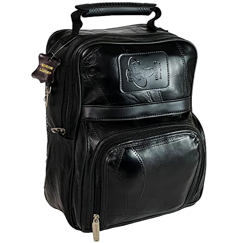 Leather Bowling Shoe Bag 9X13 Inch With Pockets, Vents, Polish Cloth - Genuine Leather With Fabric Lining #TOP3