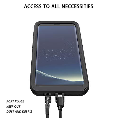 Seacosmo Full Body Galaxy S8 Case, Shockproof Dustproof Rainproof Clear Bumper Extreme Durable Protective Case Cover With Built-In Screen Protector Compatible With Samsung Galaxy S8, Black #TOP3