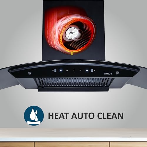 Image of Elica 90cm 1500 m3 /hr Filterless Autoclean Kitchen Chimney with 15 Years Motor Warranty & 5 Years Comprehensive (CURVE FL 900 HAC LTW MS NERO), Black