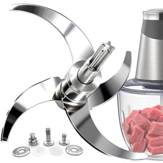 Stainless Steel Food Processor Blade, Plastic-Free & Self-Adjustable Height, 8 Cup/2L Chopping Blade Compatible with Ganiza, SPZTJK, BUMET, Syvio, Homeasy ect. Bi-Level Blades, Safer Baby Food Making