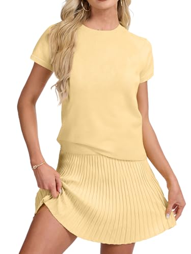 TITOMD Women's 2 Piece Skirt Set Cap Sleeve Knit Top