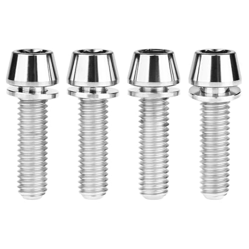 Wanyifa Titanium M6x16 18 20 25mm Hex Tapered Head for Bicycle Crank Brake Fixed Upgrade Screw Pack of 4 (Silver, M6x20mm)