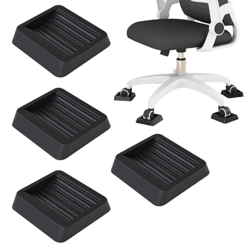 Image of HASTHIP Caster Wheel Pads Anti-Slip Rubber Floor Protectors, 3.14'' Grooved Non-Slip Rubber Pads for Office Chair Wheels, Furniture Casters, and Mobile Equipment