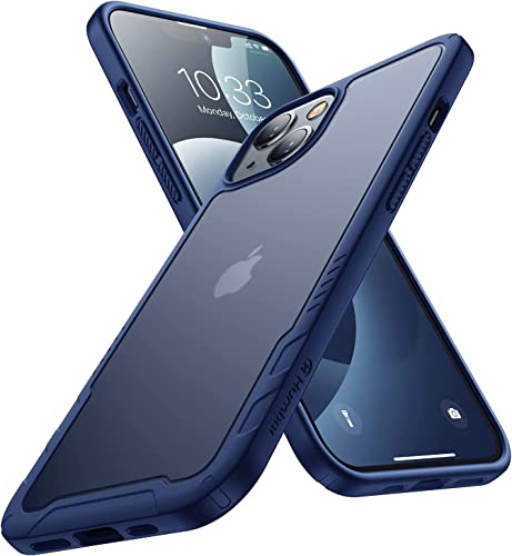 Humixx Designed For Iphone 13 Case & Iphone 14 Case [10Ft Military Grade Drop Protection] [Anti-Scratch & Anti-Fingerprint] Shockproof Translucent Matte Back With Soft Bumper Protective Case,Navy Blue #TOP14