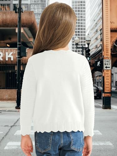 Girls Cardigan Sweaters Cropped Coat Sweater Long Sleeve Cable Knit Button Front Sweater 4-12 Years2