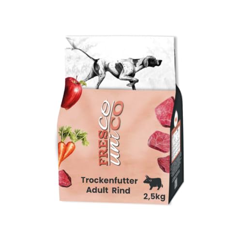 FRESCO Dog Unico Rind 2,5kg | Hundefutter trocken mit 67% Frisch-Fleischanteil & Gemüse | Mono-Protein & hohe Verträglichkeit | Sorgsam luftgetrocknet | Adult Trockenfutter für Hunde sensitiv
