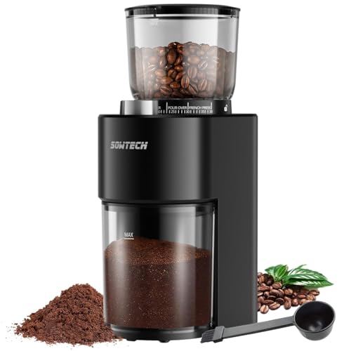 SOWTECH Conical Burr Coffee Grinder, Adjustable Electric Mill, 38...