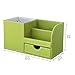 KINGFOM Desk Organizer Office Supplies Caddy Pu Leather Multi-function Storage Box Pen/Pencil,Cell phone, Business Name Cards Remote Control Holder with Small Drawer Green