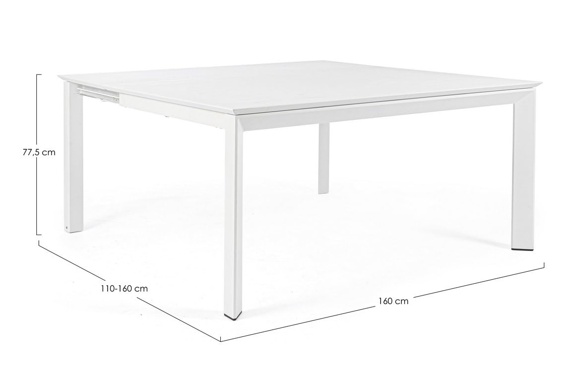 KONTE.DESIGN Tavolo allungabile KONNOR in alluminio bianco 160×110 cm - 160×160 cm