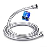 GRIFEMA G852 PVC Smooth Shower Hose 1.5m / 59 inch, Replacement Shower Pipe with Brass Connections, Flexible Anti-Twist, Silver