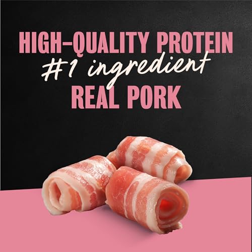Image of Cesar Classic Loaf in Sauce Wet Dog Food, Bacon & Egg, 3.5 oz, 24 Count | Real pork #1 ingredient, easy peel trays, Made in USA, slow-cooked for tender texture, no fillers or artificial flavors