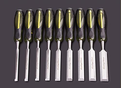tonchean 12PCS Wood Chisel Sets 1/4'' - 1-1/2'' chisel set woodworking Cr-V Constructio Steel Blades Woodworking Carving Kits Professional Wood Chisel PVC High Impact Handle