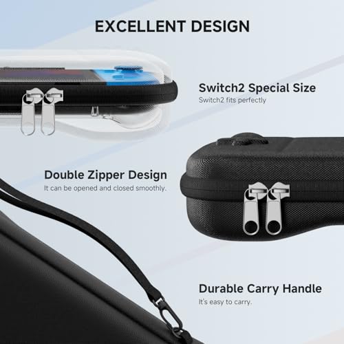 ECHTPower Kit de Accesorios para Nintendo Switch 2(Modelo 2025), 4 en 1 con Estuche para Switch 2, Funda Trasparente, 2 Piezas Protector Pantalla, Estuche Compacto Portátil, Anticaídas y Antiarañazos - imagen 4