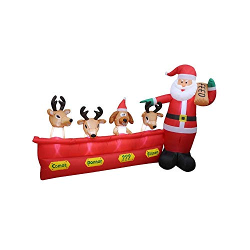 Super Brands Impact Canopy Christmas Inflatable Decoration, Outdoor Holiday Lighted Santa with Reindeer, 8' Long