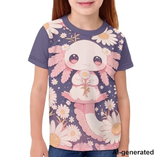 Image of Novelty 3D Graphic T Shirts for Kids Crew Neck Funny Animal Print Short Sleeve Girls Tshirts 3-16 Years