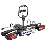 PINNAMAX EBike Fahrradträger für 2 Fahrräder - Falt- und Kippbarer Heckträger für die Anhängerkupplung bis 60 kg - Fahrradheckträger mit Diebstahlschutz, Rücklicht & Nummernschildhalter (TB-603A-2)