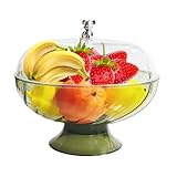 Fopudy Countertop Fruit Bowl With Lid for Kitchen - Decorative Pedestal Bowl for Table Décor,Fruit Basket Holder For Fruits, Produce, Vegetables, Bread, Household (Green)