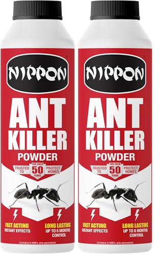 Image of Nippon Ant Killer Powder, Up To 6 Months Control, Indoor And Outdoor Use, Fast Acting, Kills On Contact, Suitable For Cockroaches, Beetles, Earwigs, Silverfish And Woodlice - 150G (Pack of 2)