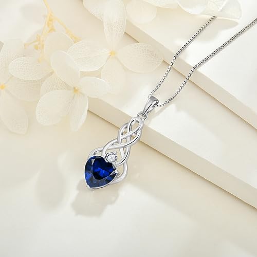 FJ Infinity Celtic Knot Necklace 925 Sterling Silver Heart Birthstone Pendant Irish Good Luck Jewelry Gifts for Women3