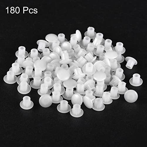 Image of uxcell Screw Hole Plugs, 5mm(3 /16 inch) Dia PP Snap in Shelf Button Flush Type Caps for Furniture Cabinet Cupboard, Clear White 180 Pcs