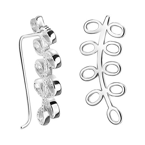 ELEGANTE & SENZA TEMPO - Orrecchini Scalatore alla moda in argento con motivo a foglia - adatti per ogni occasione e combinazione
