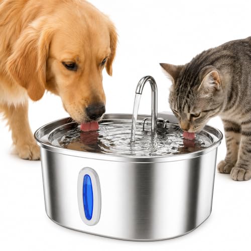 Image of Dog Water Fountain 3.2L, Stainless Steel Automatic Pet Water Fountain for Cats & Dogs, Water Dispenser with Water Level Window, Ultra Quiet, BPA-Free, Easy to Clean