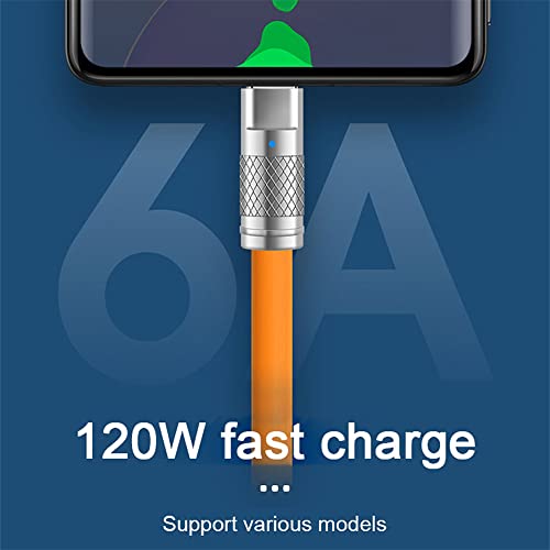 Image of cablecc Type C USB-C to USB-C Liquid Silicone Ultra Soft 120W Power USB2.0 Data Orange Cable Fast Charge for Laptop Tablet Phone 1M