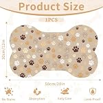 Pet Dog Cat Food Mat, Absorbent Bone Shaped Dog Bowl Mats for Food and Water, Non Slip Cute Dogs Cat Placemats Feeding Mat with Rubber for Floors Indoor Puppy Pet Accessories Supplies 12"x20" Khaki - Image 3