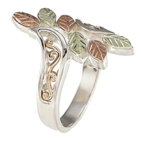 Fancy Bypass Scrollwork Ring, 10k Yellow Gold, Sterling Silver, 12k Green and Rose Gold Black Hills Gold Motif3