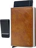 RFID Blocking Slim Wallet for Men with Money Clip - PU Leather Credit Card Holder Pop Up Card Holder for Cash and Credit Cards - Minimalist Wallet for Men - Small Wallet for Women RFID Wallet for Men