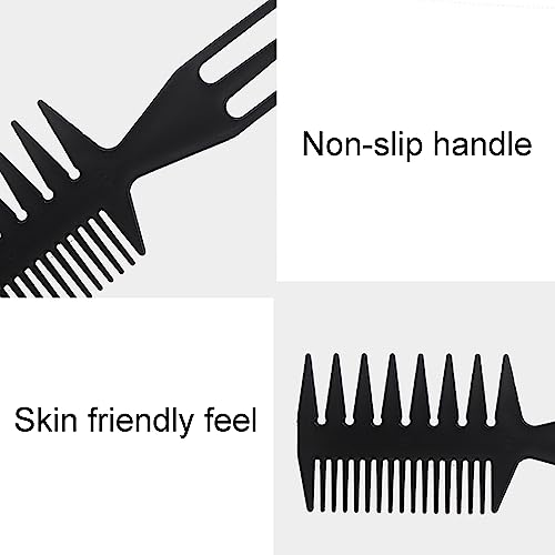 1 Stück Breiter Kamm, Doppel Seitiger Breiter grob Zahnkamm, Antistatischer Retro Breitzahn Haar Kamm Styling Haarkämme für Lockiges Nasses Langes Haar (Schwarz)