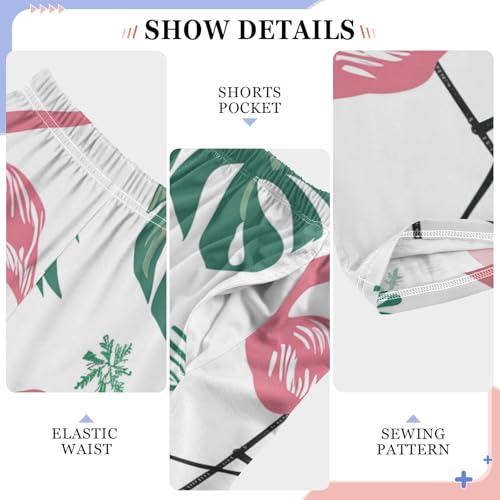 Xmas Flamingo Palm Tree Boys Long Pants Soft Trousers Elastic Waist Kids Lounge Bottoms with Pockets S-XL4