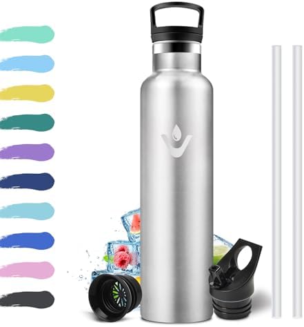 1L Stainless Steel Water Bottle, Double Walled, Thermal Bottle wi...