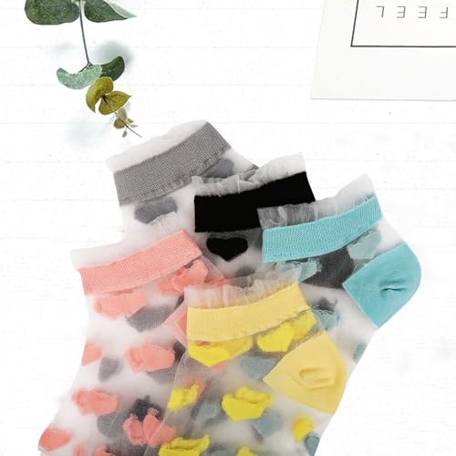 Image of Benefeet Sox Sheer Socks for Women Girls Mesh Ankle Socks Transparent Mesh Lace Sock Cute Thin Nylon See Through Sock
