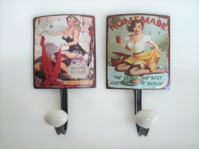 Lot de 2 patères Pin Up style vintage rétro pour une déco murale originale