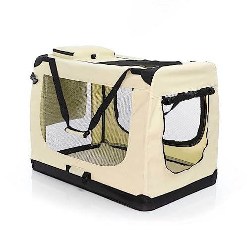 Fudajo Trasportino pieghevole beige per animali domestici Taglia XXL (90x60x64cm) maniglia copertina
