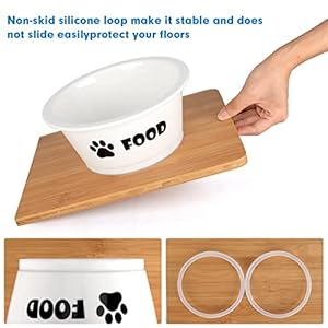   FOREYY-Set-of-2-Ceramic-Dog-Cat-Bowl-Set-Pet-Porcelain-Food-and-Water-Feeder-Dish-Bowls-with-Anti-Slip-Band-Dishwasher-and-Microwave-Safe-Large