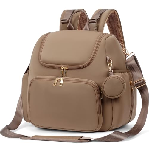 Image of CEI-CEI Neoprene Diaper Bag Backpack Stylish Baby Maternity Bags Travel Tote for Mom with Insulated Pockets, Changing Pad, Stowable Shoulder Strap