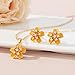 EVEVIC Fashion Cherry Blossom Necklace Earrings Set for Women 18K Gold Plated Hypoallergenic Sakura Flower Jewelry Set (Yellow)