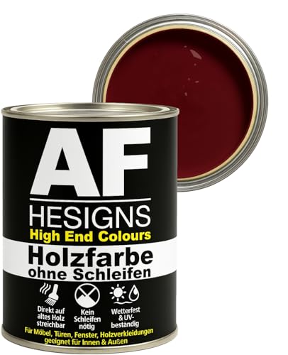 Alex Flittner Designs Möbelfarbe ohne Schleifen in Weinrot RAL3005 seidenmatt 750ml Möbellack Holz & Metall Innen/Außen