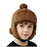 Boys Winter Trapper Hat with Ear Flaps, Sherpa Lined Thick Warm Windproof Hat, Cold Weather Outdoor Fashion Ski Cap Coffee