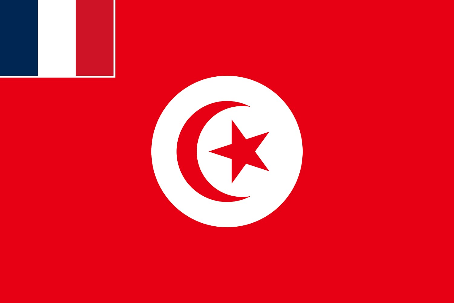 Drapeau Tunisie avec canton français grand format pour mât