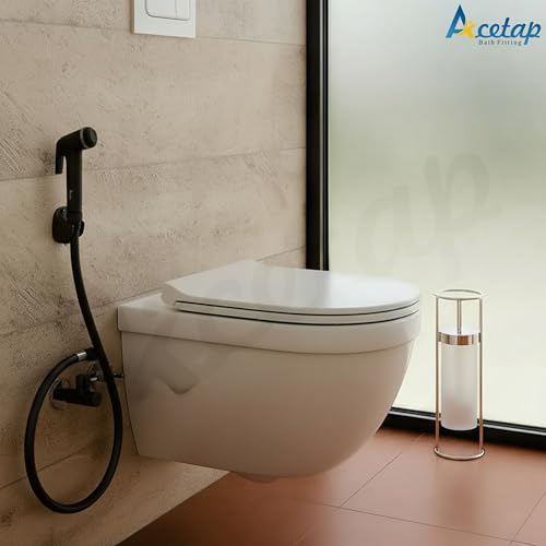Image of Acetap ABS Black Polished Health Faucet with 1 Meter Tube and Wall Hook