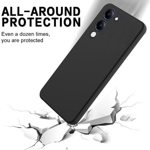 Image of Back Cover for iQOO Z10 Lite 5G | Full Camera Protection | Premium Liquid Silicon Case | Flexible Bumper Case for iQOO Z10 Lite 5G / Vivo Y04 4G / Y19e 4G /Y19 5G /Y29s 5G / T4 Lite 5G (Black)