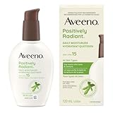 Aveeno Positively Radiant Daily Moisturizer SPF 15, Dry Skin Lotion, Face Cream, Hypoallergenic, Soy Formula, 120-mL, Pack of 1