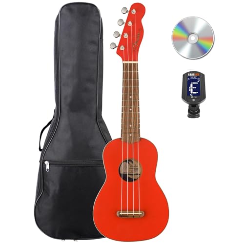 Fender Limited Edition Venice Soprano Ukulele - Fiesta Red Bundle with Gig Bag, Tuner, and Austin Bazaar Instructional Video - image 1