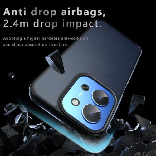 Image of Matte PC+TPU Back Cover Case for Redmi 15C 5G / Poco C85 5G, Air Bag Protection, Anti-Fingerprint, Never Turns Yellow, Micro Arc Edge, Skin-Friendly Feel, Black